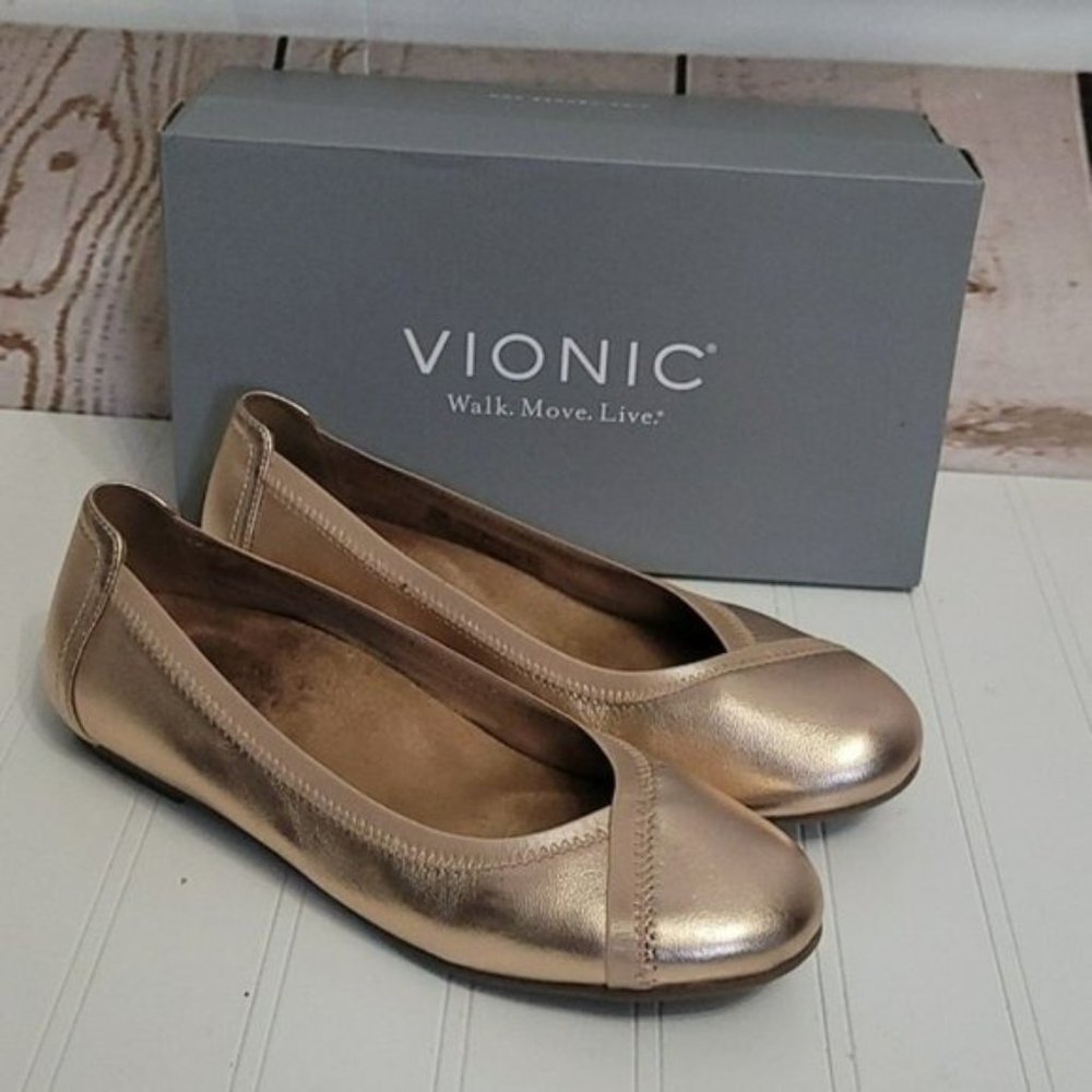 Vionic Spark Caroll Metallic Rose Gold Ballet Flat Size 7.5
